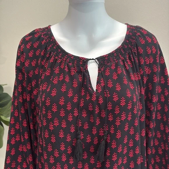 Beachlunchlounge Floral Paisley Mixed Print Peasant Tunic Size XL Long Sleeve - Picture 3 of 13